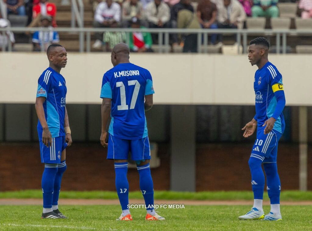 Khama Billiat, Knowledge and Walter Musona in action for Scottland against Caps United at the National Sports Stadium in Harare